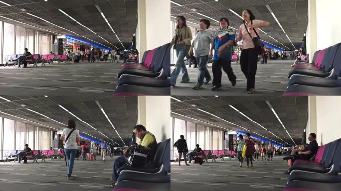 高清延时: 人们在机场散步
