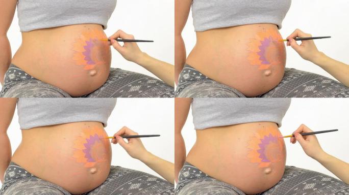 孕妇腹部的身体艺术
