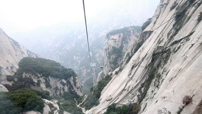 overfhead缆车穿过陕西省华山，道教山，中国，亚洲