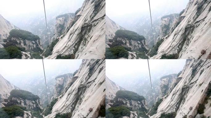 overfhead缆车穿过陕西省华山，道教山，中国，亚洲