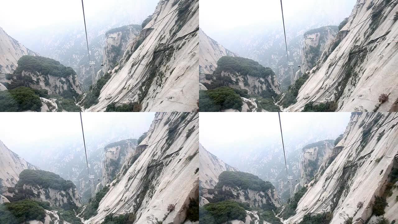 overfhead缆车穿过陕西省华山，道教山，中国，亚洲