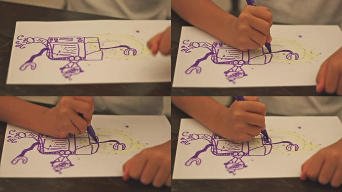 儿童画机器人创造力画笔涂抹青少年小画家