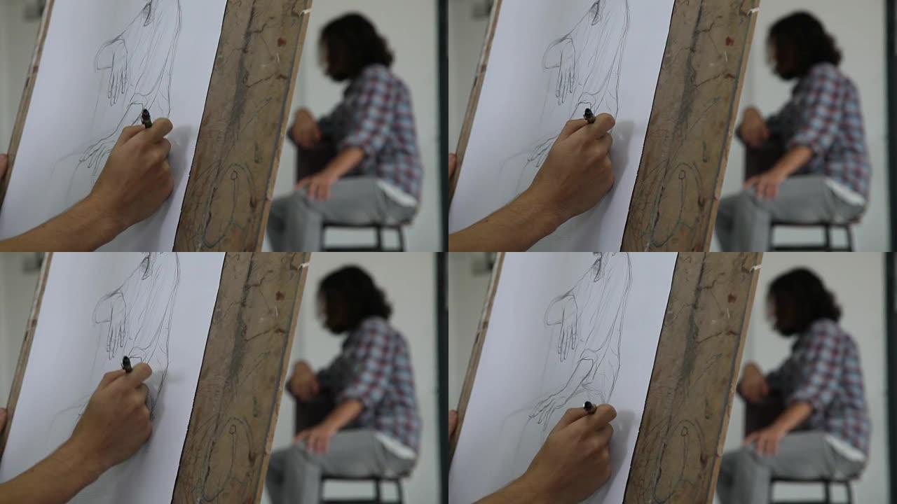 艺术家画一个男人艺术家画一个男人素描绘画