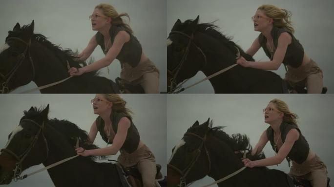 (慢镜头) 迷人的女人骑马08