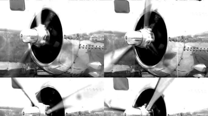 老式飞机的螺旋桨历史影像资料二战时期军事