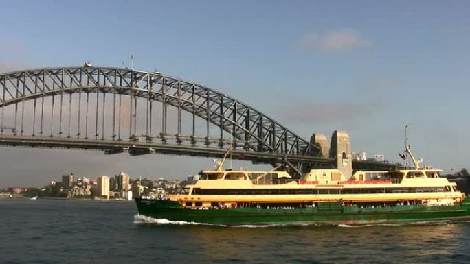 澳大利亚悉尼。海港大桥与曼利渡轮。