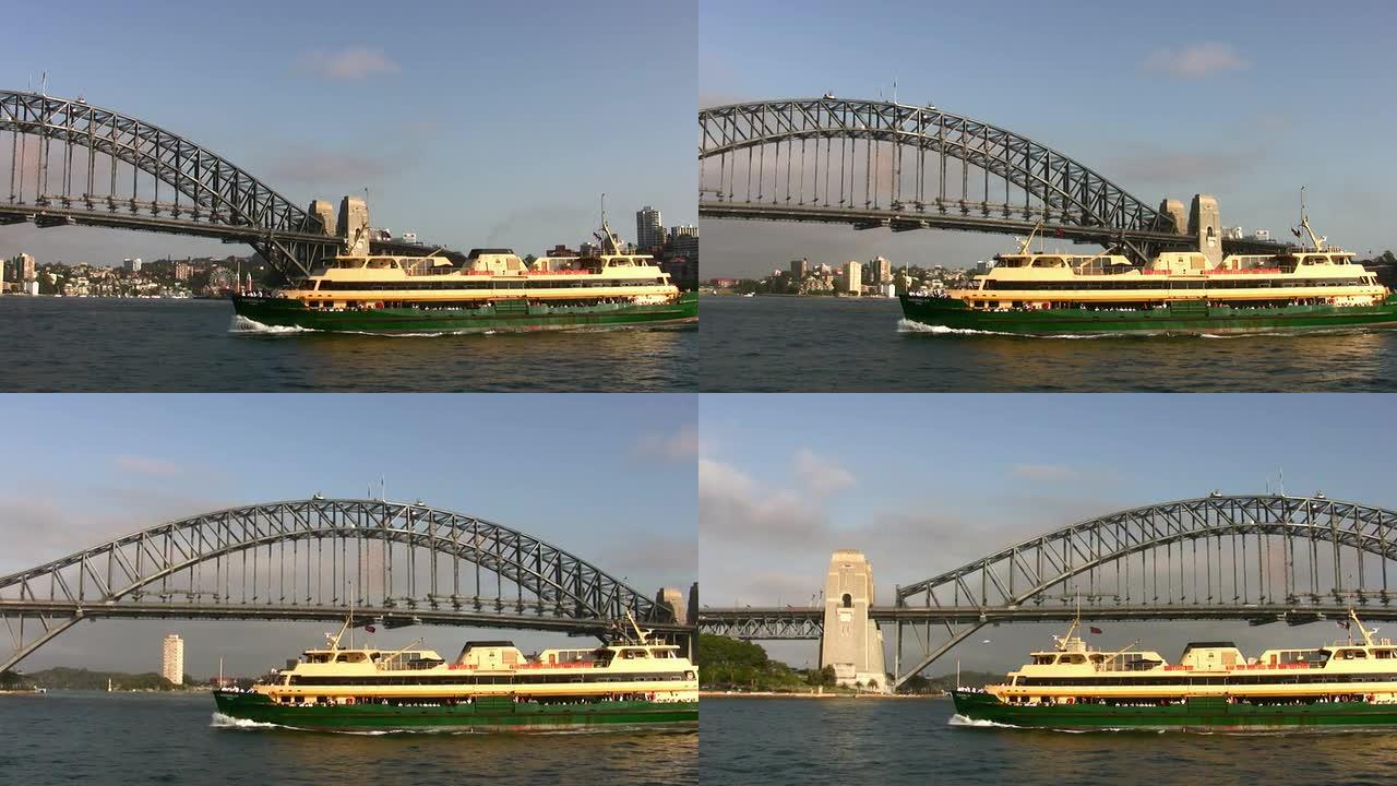 澳大利亚悉尼。海港大桥与曼利渡轮。