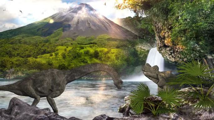 侏罗纪公园风景公园里的恐龙长颈龙