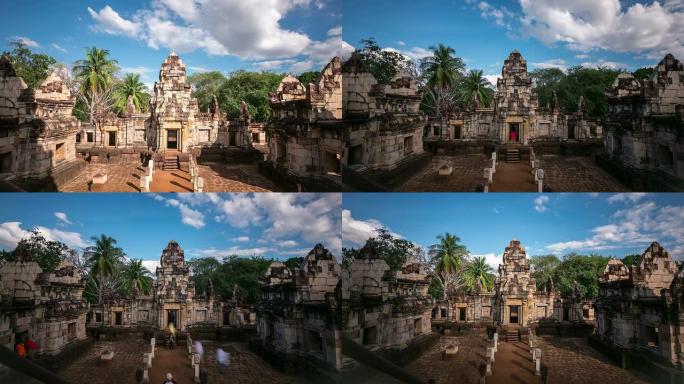 高清延时：Sdok Kok Thom城堡，柬埔寨高棉风格的泰国