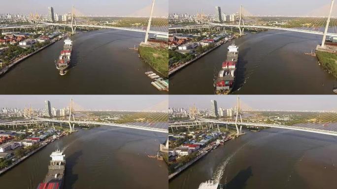 Industrial shipping port in Bangkok, Thailand