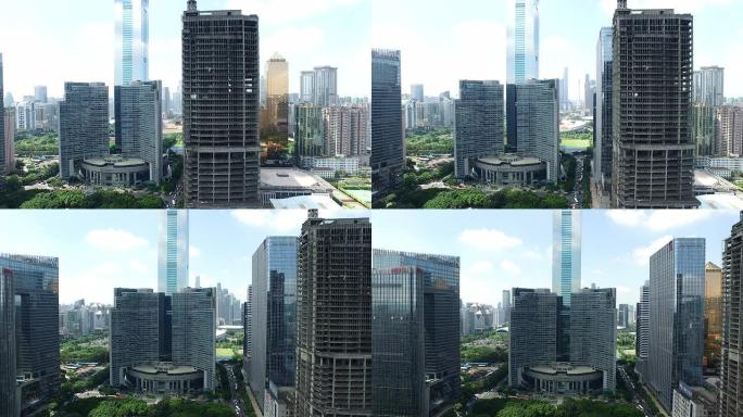 实时鸟瞰广州现代建筑和城市景观。