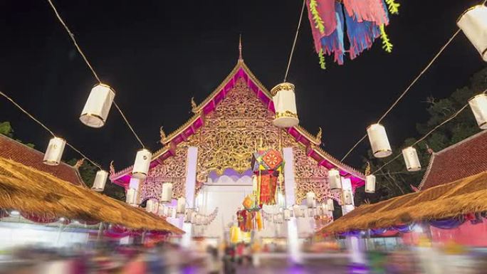 佛教节在Wat Si khon Kham Temple,Hyperlapse