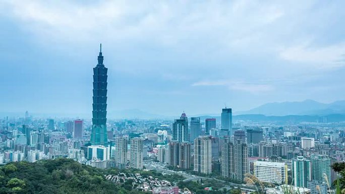 台北现代城市景观，时间流逝