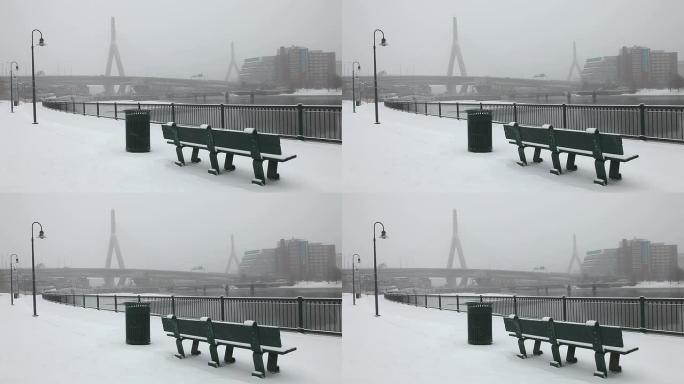 波士顿的冬天雪天