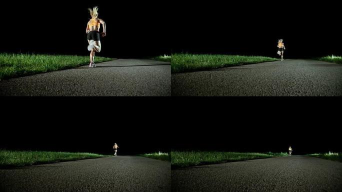 SLO MO PAN女子马拉松选手夜间跑步