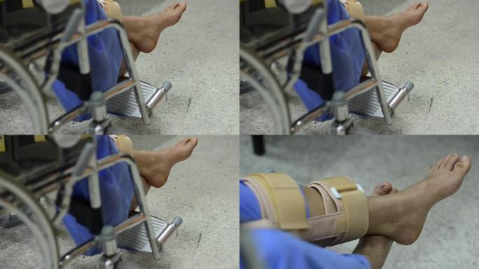 矫形的小腿受伤手推车轮椅