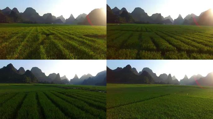 中国桂林落日喀斯特地区