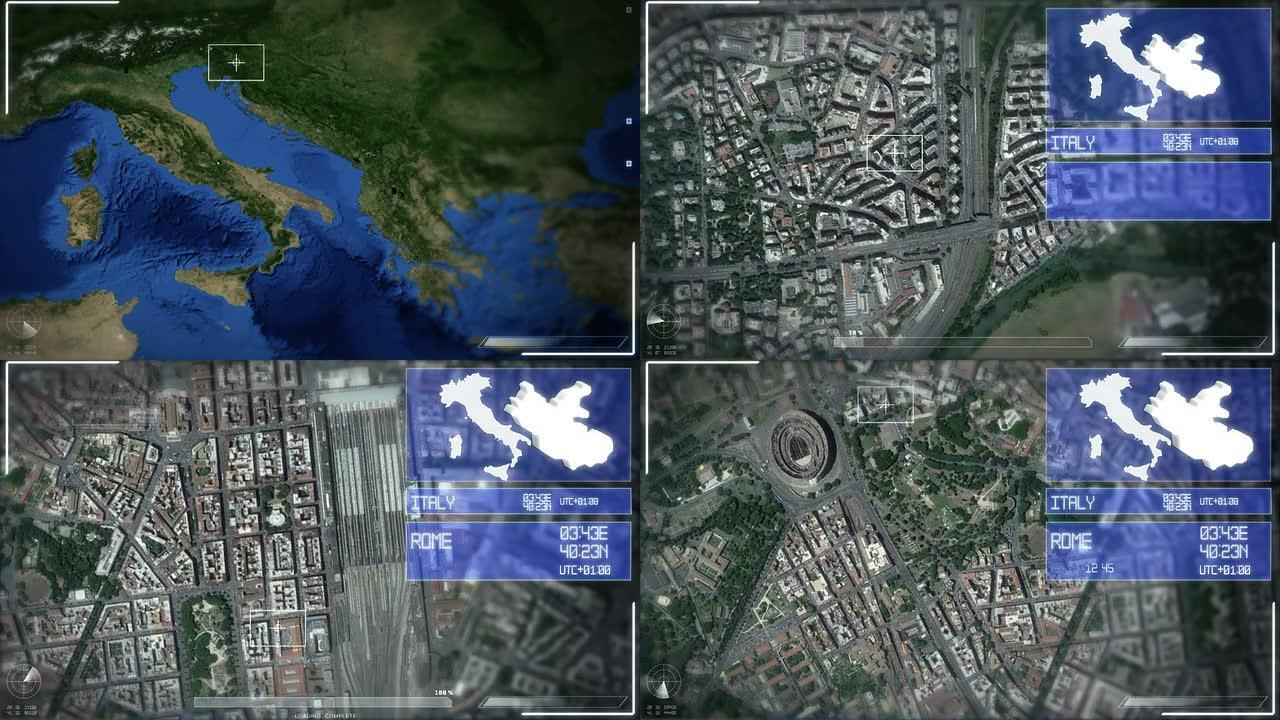 罗马的未来主义卫星图像视图