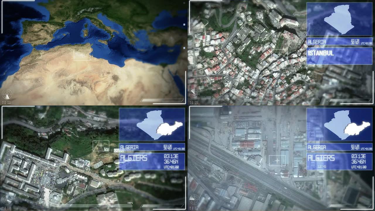 阿尔及尔的未来主义卫星图像视图