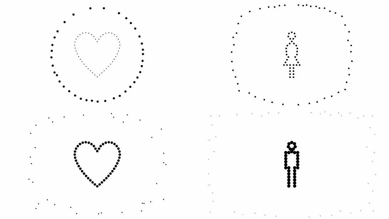心脏/女人/男人-交替，纯黑点（循环）