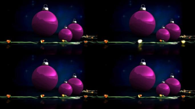 圣诞灯和圣诞球，3D可循环动画