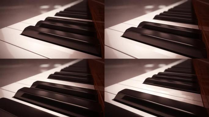 经典钢琴键盘特写。可循环CG。