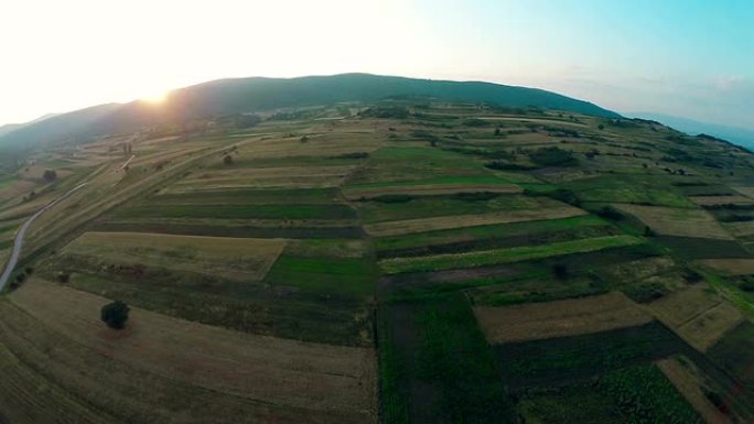 夏季绿地农场的空中全景