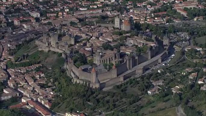 Carcassonne - Aerial View-Languedoc-Roussillon,奥德,