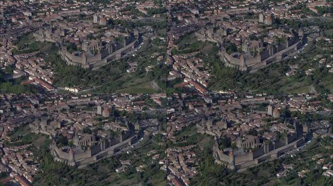 Carcassonne - Aerial View-Languedoc-Roussillon,奥德,