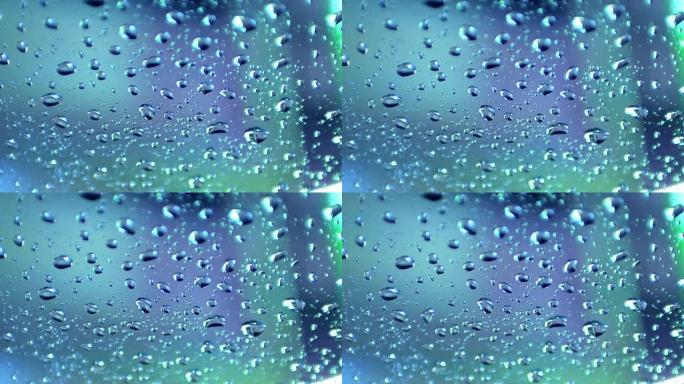 蓝镜背景，雨天雨滴，4k(UHD)