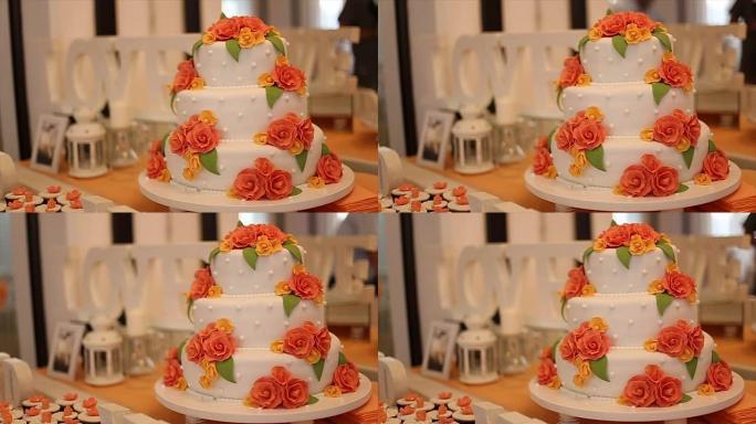 玫瑰结婚蛋糕蛋糕特写