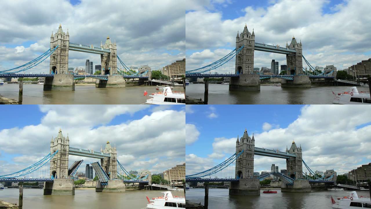 伦敦塔桥开幕和闭幕。高清