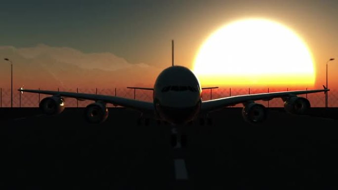飞机在日落时降落飞机在日落时降落