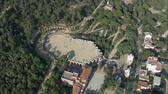 Park Guell-鸟瞰图-加泰罗尼亚，巴塞罗那，西班牙