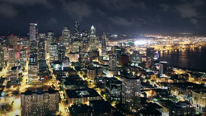 西雅图夜间的天际线
