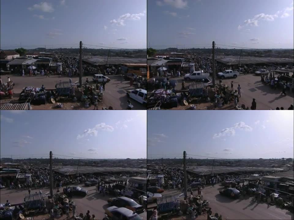 西非加纳市场。城市延时人流拍摄