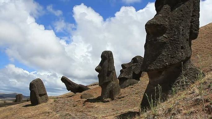 Rano Raraku Moais,复活节岛,智利