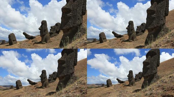 Rano Raraku Moais,复活节岛,智利