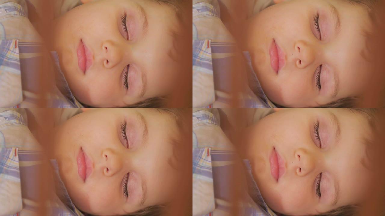 正在睡觉的男婴小男孩脸部特写外国婴儿