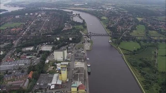 伦茨堡的基尔运河-鸟瞰图-德国石勒苏益格-荷尔斯泰因