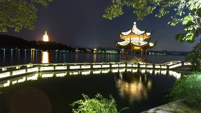 中国古亭夜景，延时。