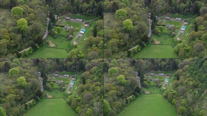 切德沃斯罗马别墅-鸟瞰图-英格兰，格洛斯特郡，科茨沃尔德区，英国