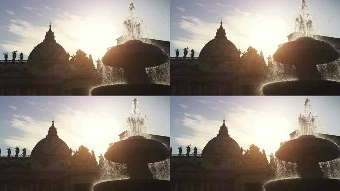 罗马梵蒂冈圣彼得广场喷泉
