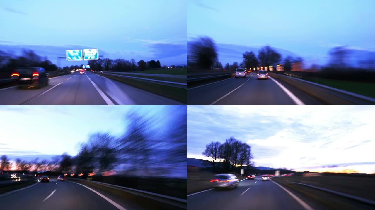 德国高速公路上的POV夜间行驶时间延迟
