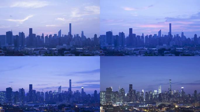 曼哈顿天际线从长岛市流逝