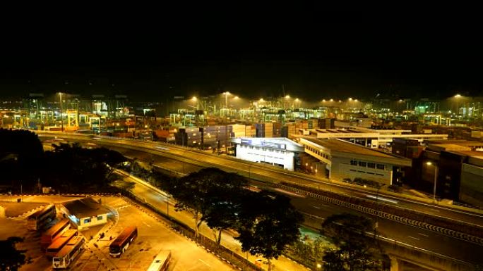 新加坡城市的延时运输港口货物