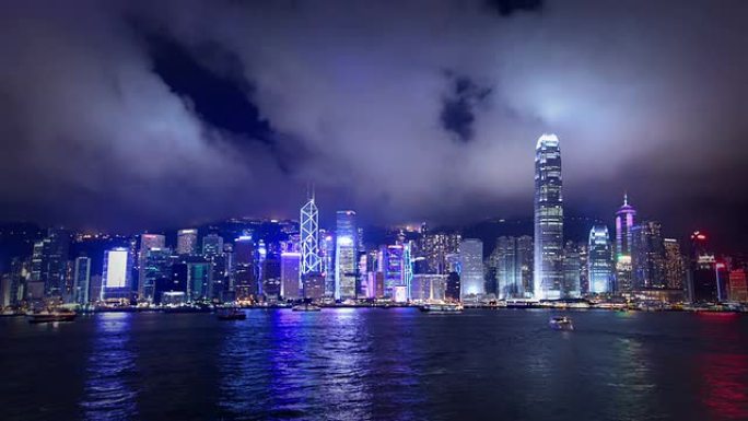 “幻灯交响曲” 表演中的香港夜景