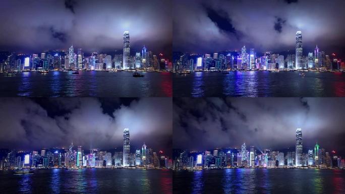 “幻灯交响曲” 表演中的香港夜景