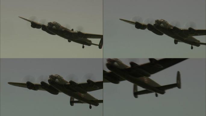 飞行中的最后一架兰开斯特轰炸机-鸟瞰图-英格兰，莱斯特郡，梅尔顿区，英国