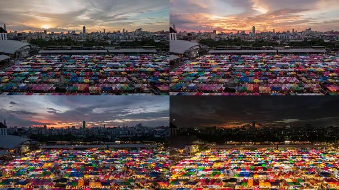 4k时间流逝: 泰国曼谷流行的夜市